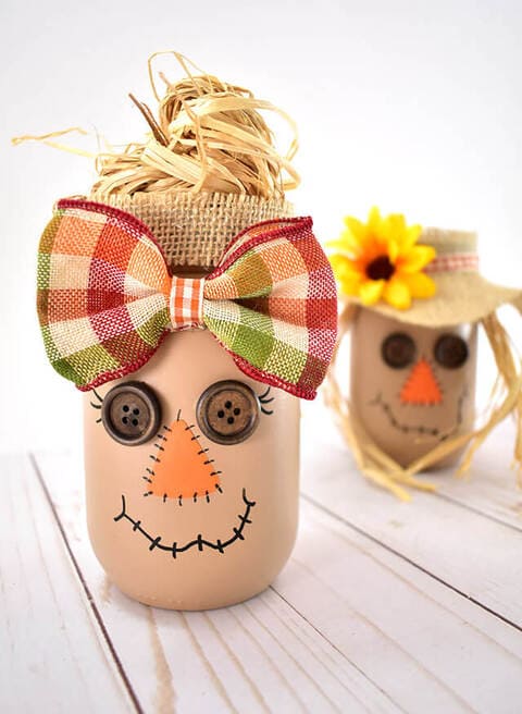 scarecrow mason jar thanksgiving craft for seniors