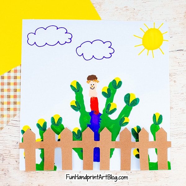 Scarecrow handprint craft for toddlers