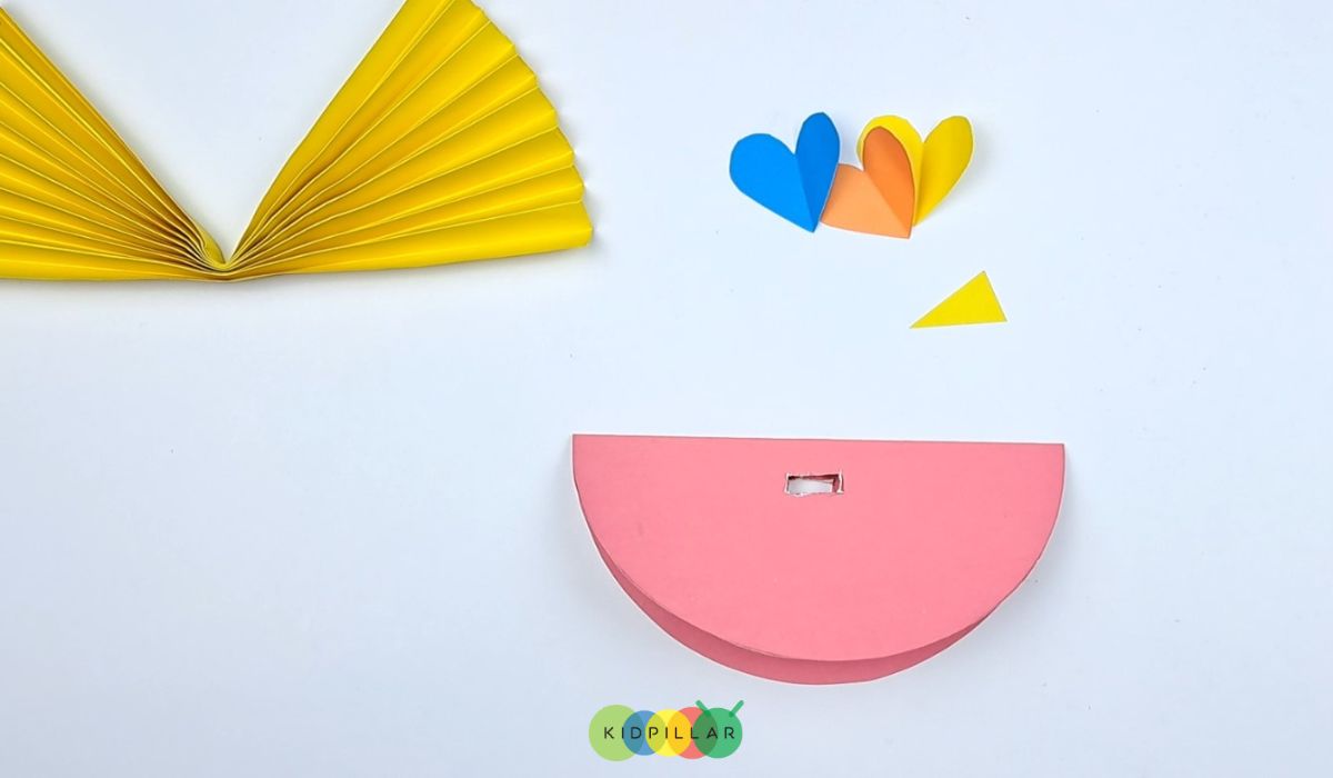 Tail and beak of 3D paper bird craft