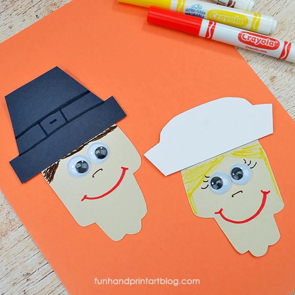 Hand Shaped Pilgrim Paper Cutouts