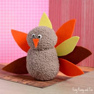 6 No Sew Sock Turkey Craft