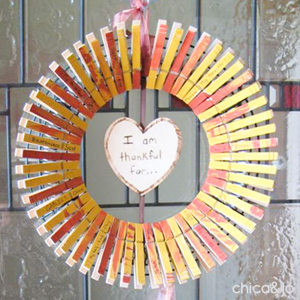 Clothespin Thanksgiving Wreath Craft