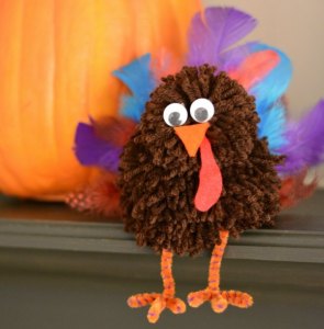 pompom Turkey Craft for Thanksgiving