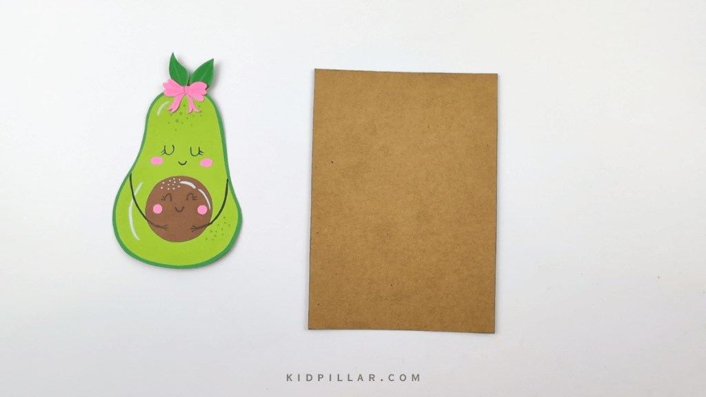 Take brown card stock for the base of avocado mother's day card for kindergarten