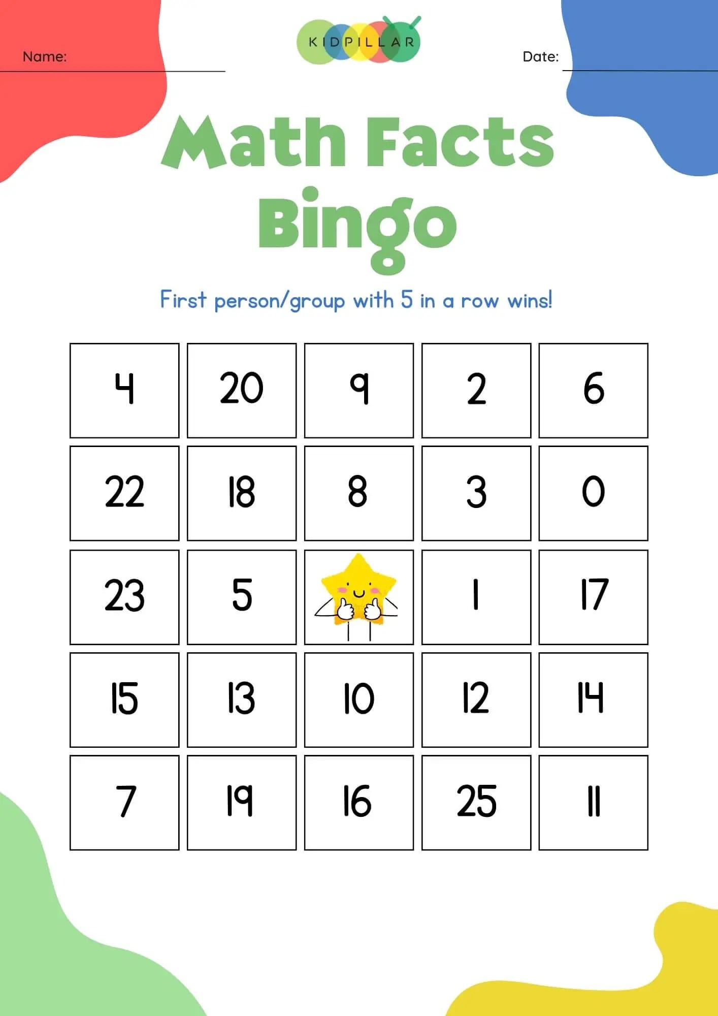 Number Bingo Printable