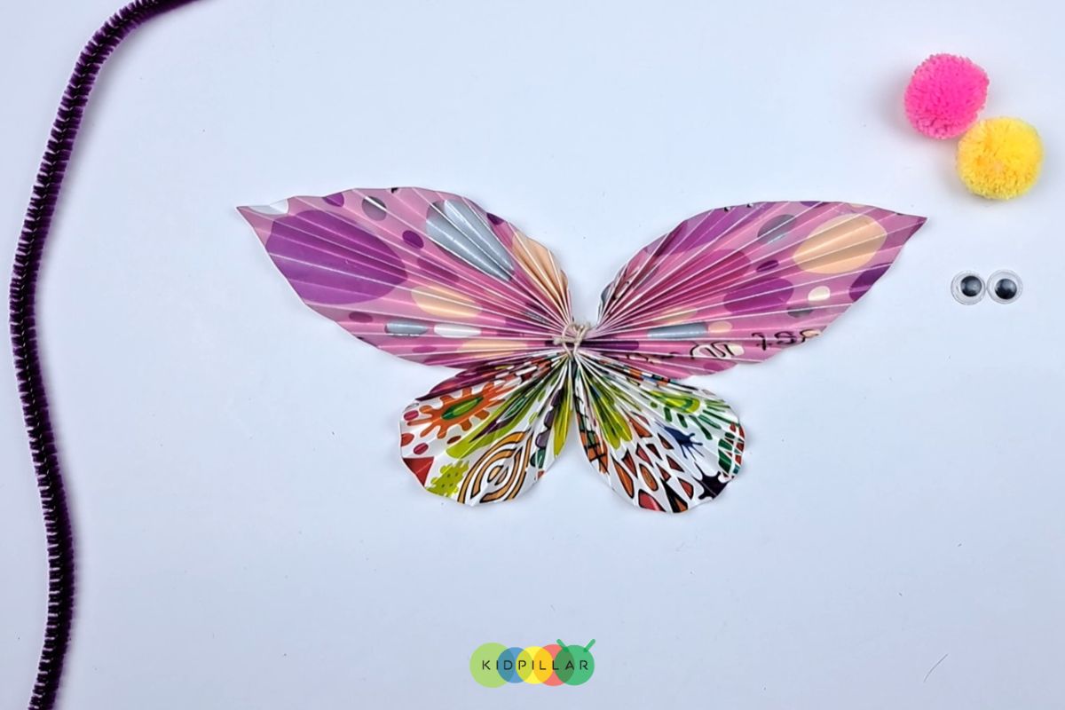 Paste wings of butterfly craft for kids