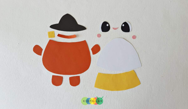 Cut the template for Candy Corn Paper Bag Puppet