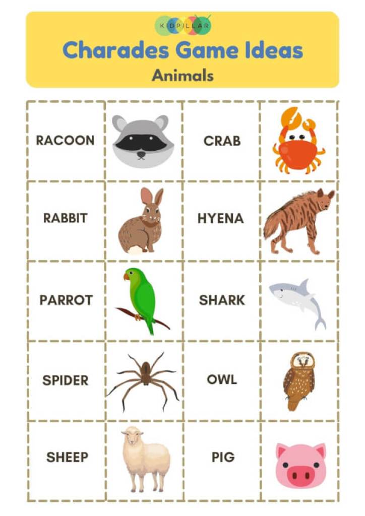 Animals Charades for kids