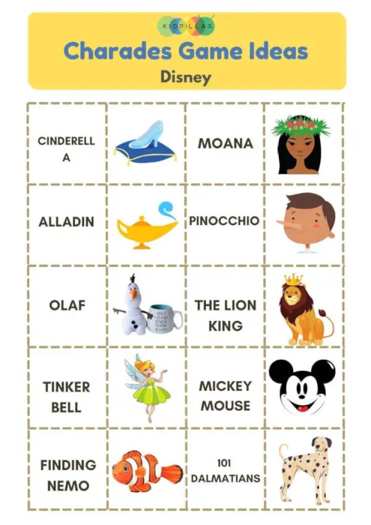 Easy Disney Charades for Kids