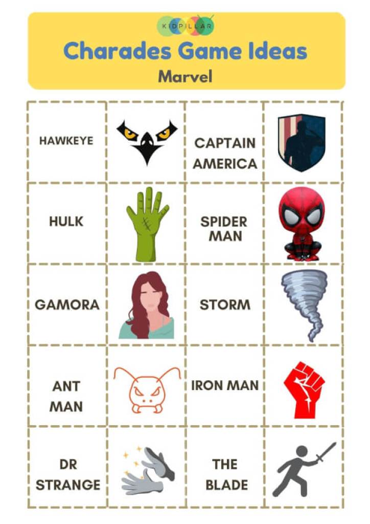 Marvel Charades Ideas