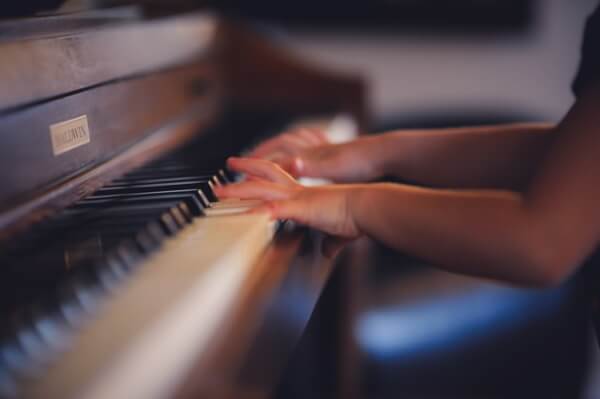 Child genius playing piano