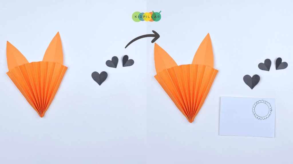 Cut black hearts for diy heart fox craft for preschoolers