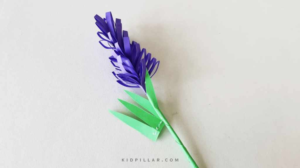 Glue the leaves to complete DIY paper hyacinth craft for school