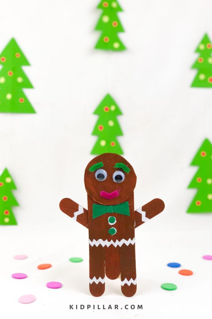 Easy Gingerbread Christmas craft for kids with free template