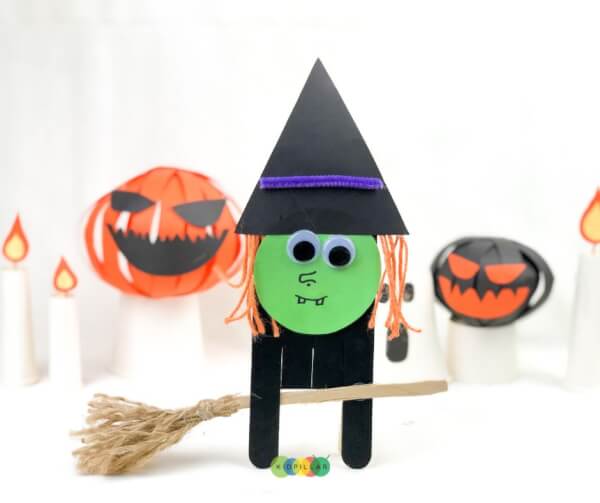 easy popsicle stick witch