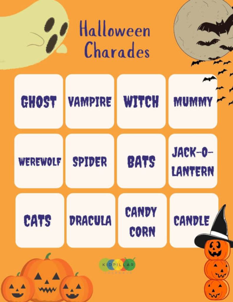 Halloween Charades free printable