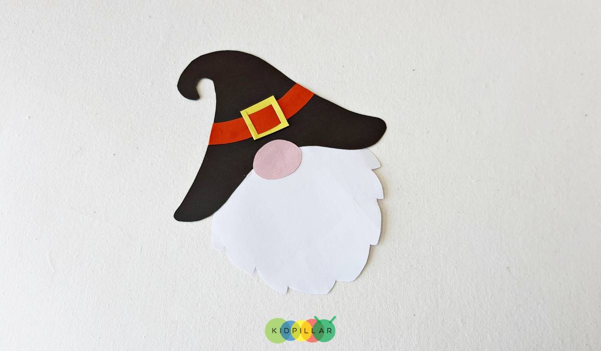 Face of halloween paper gnome puppet craft idea