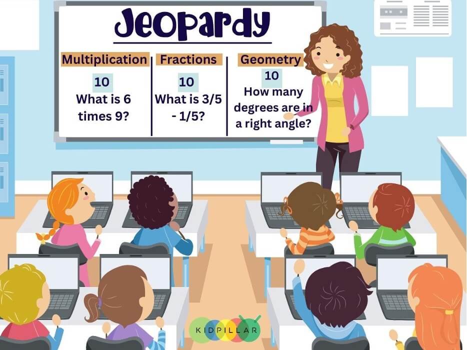 Jeopardy math game for Grade 3