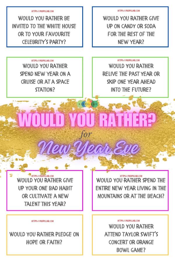 New Year’s Eve Would You Rather Cards