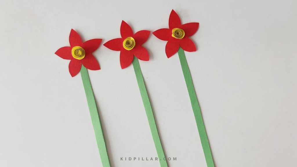 Paste stems and paper flowers for mother's day card idea