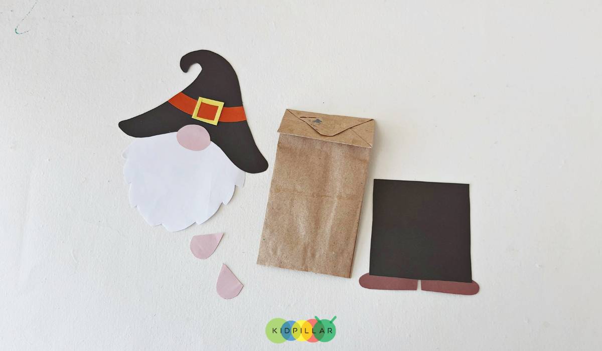 paper halloween gnome puppet craft step by step free