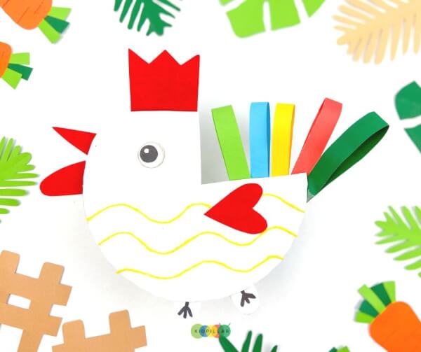 paper plate hen craft for kids