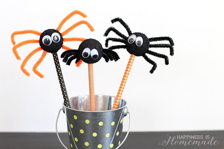 Pencil topper spider craft For Halloween