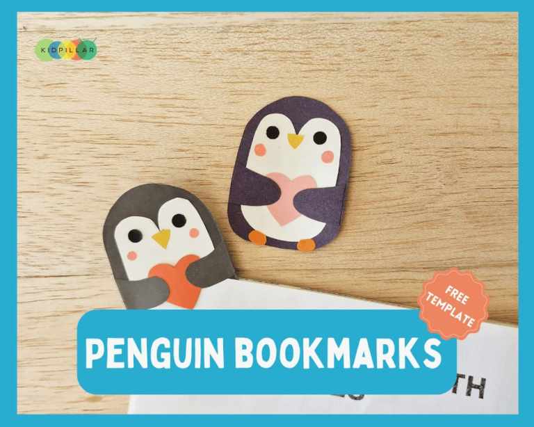 Penguin Bookmark paper craft with template