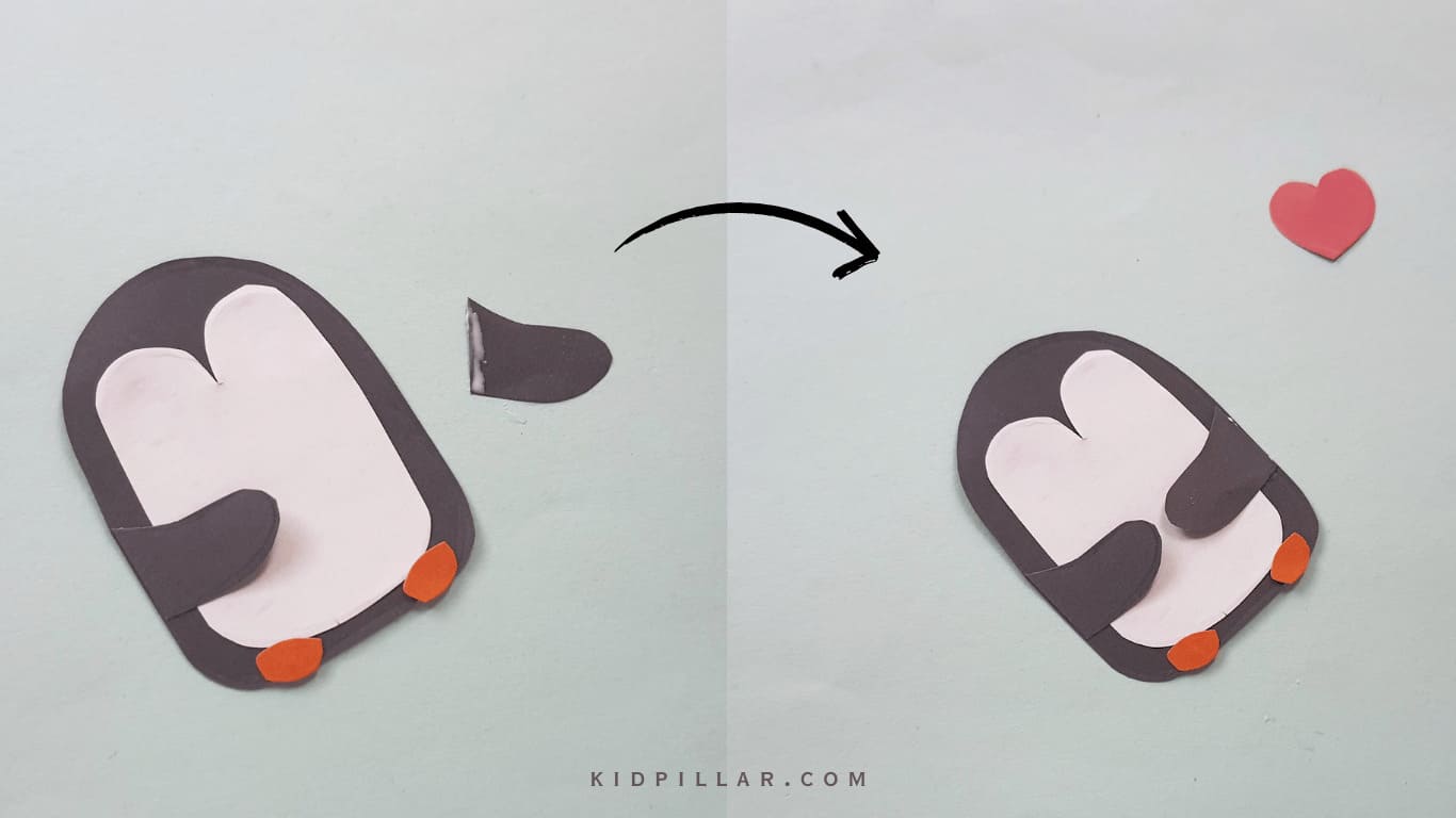 Paste the penguin’s flippers on the penguin bookmark paper craft