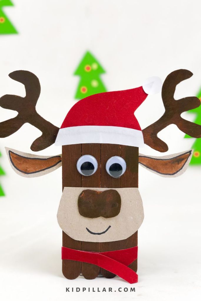 Popsicle stick Reindeer Craft With free template