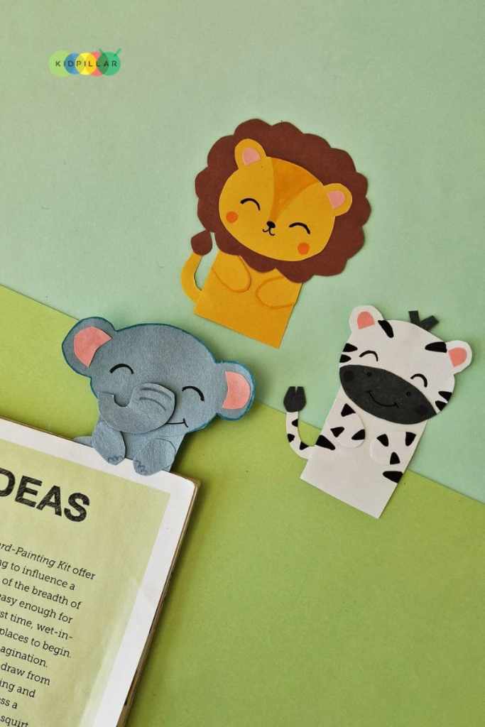 Safari Animals Bookmark for Kids with template