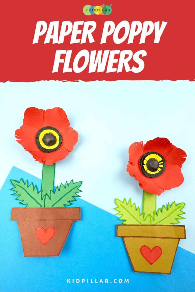 Simple paper poppy flower craft kids