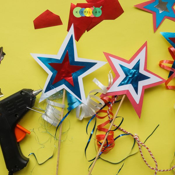 Simple parade wand craft for preschoolers