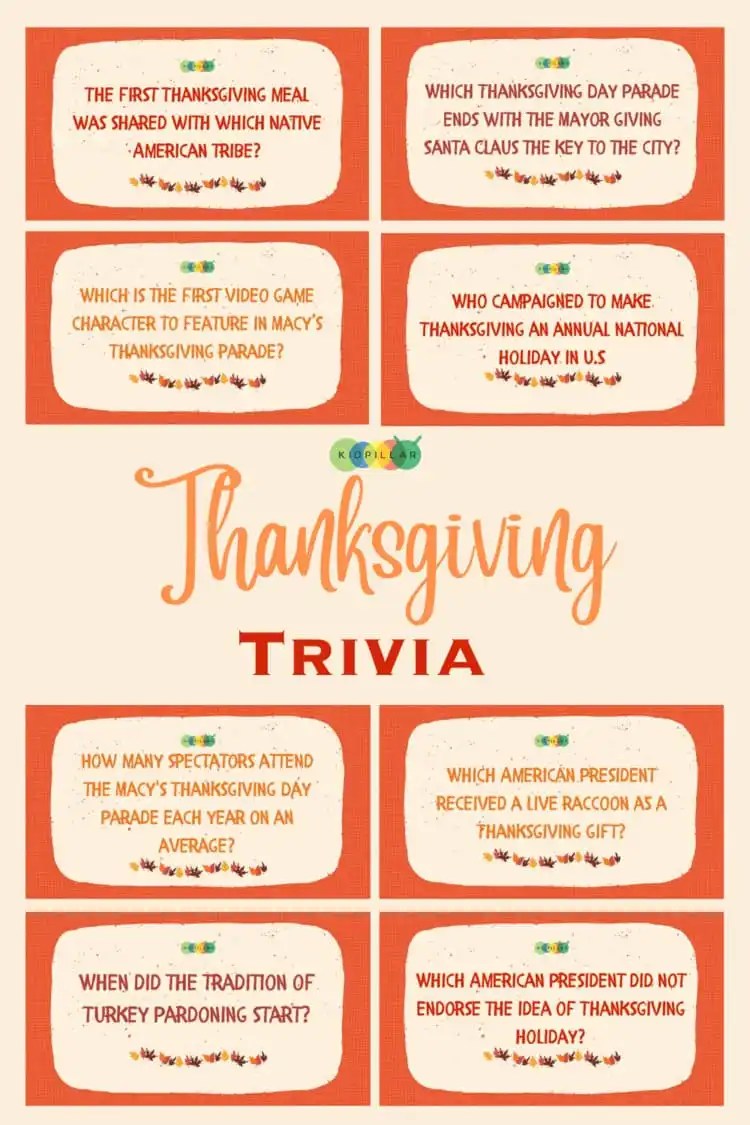 Printable Thanksgiving Trivia