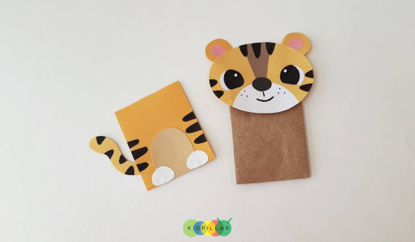 Glue face on paper bag Tiger craft ideas