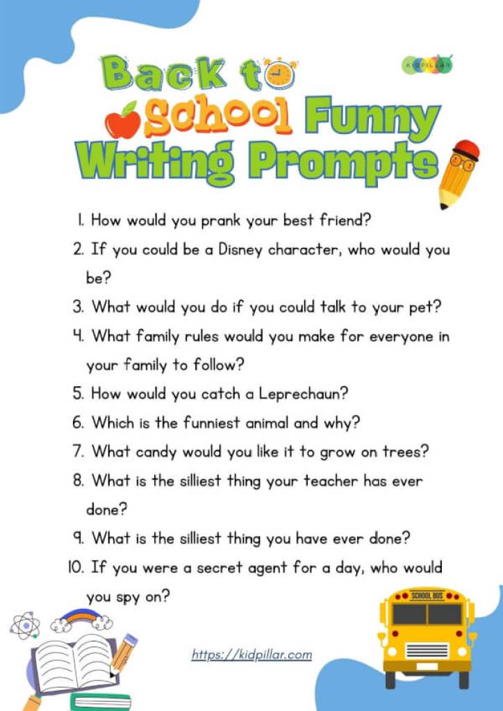 Back to school writing prompts for grade 1 and above