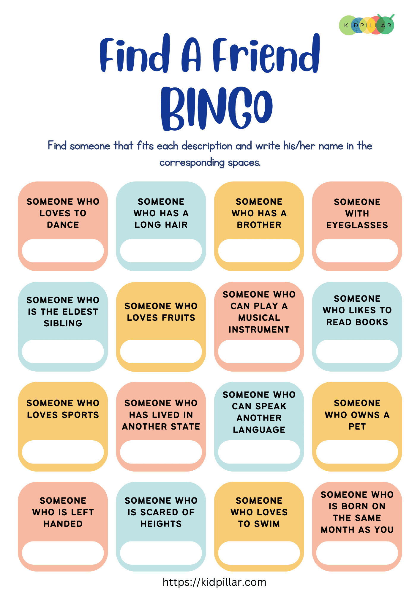 Find a Friend Bingo