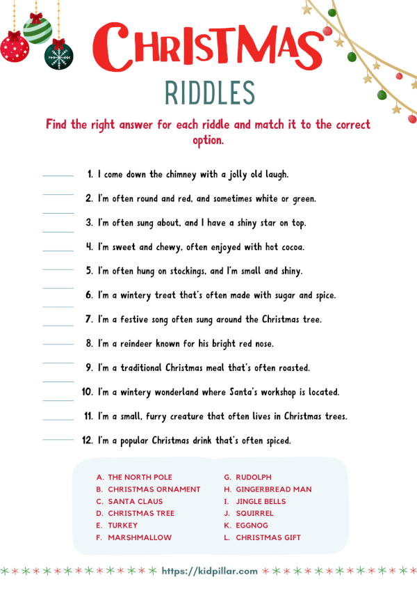 Christmas Riddles Printable