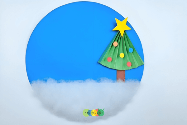 Paste Christmas tree paper craft for kids