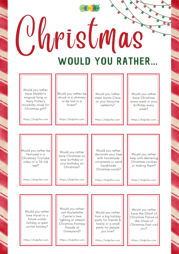 christmas would you rather free printable pdf