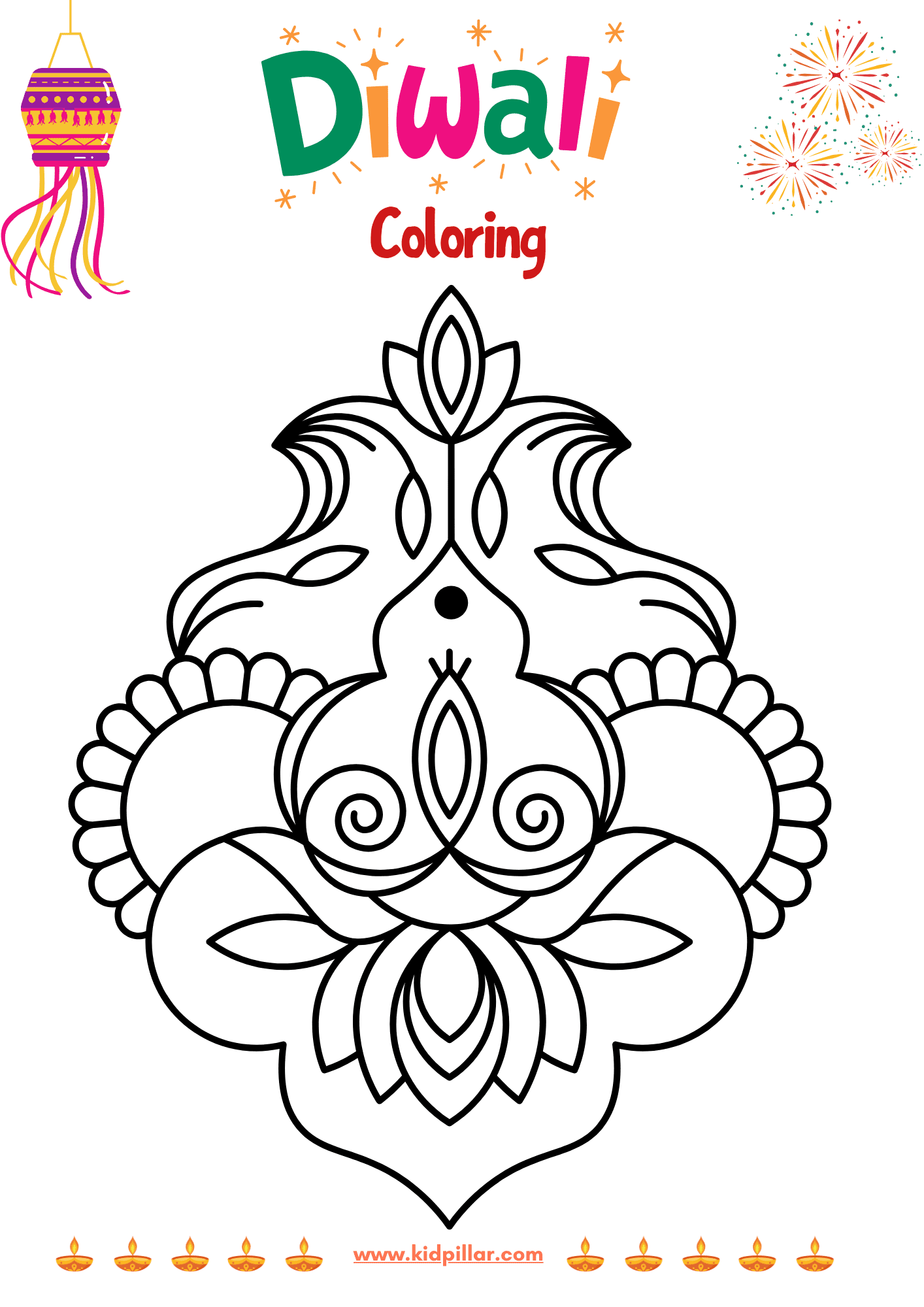 Diwali Coloring Sheets