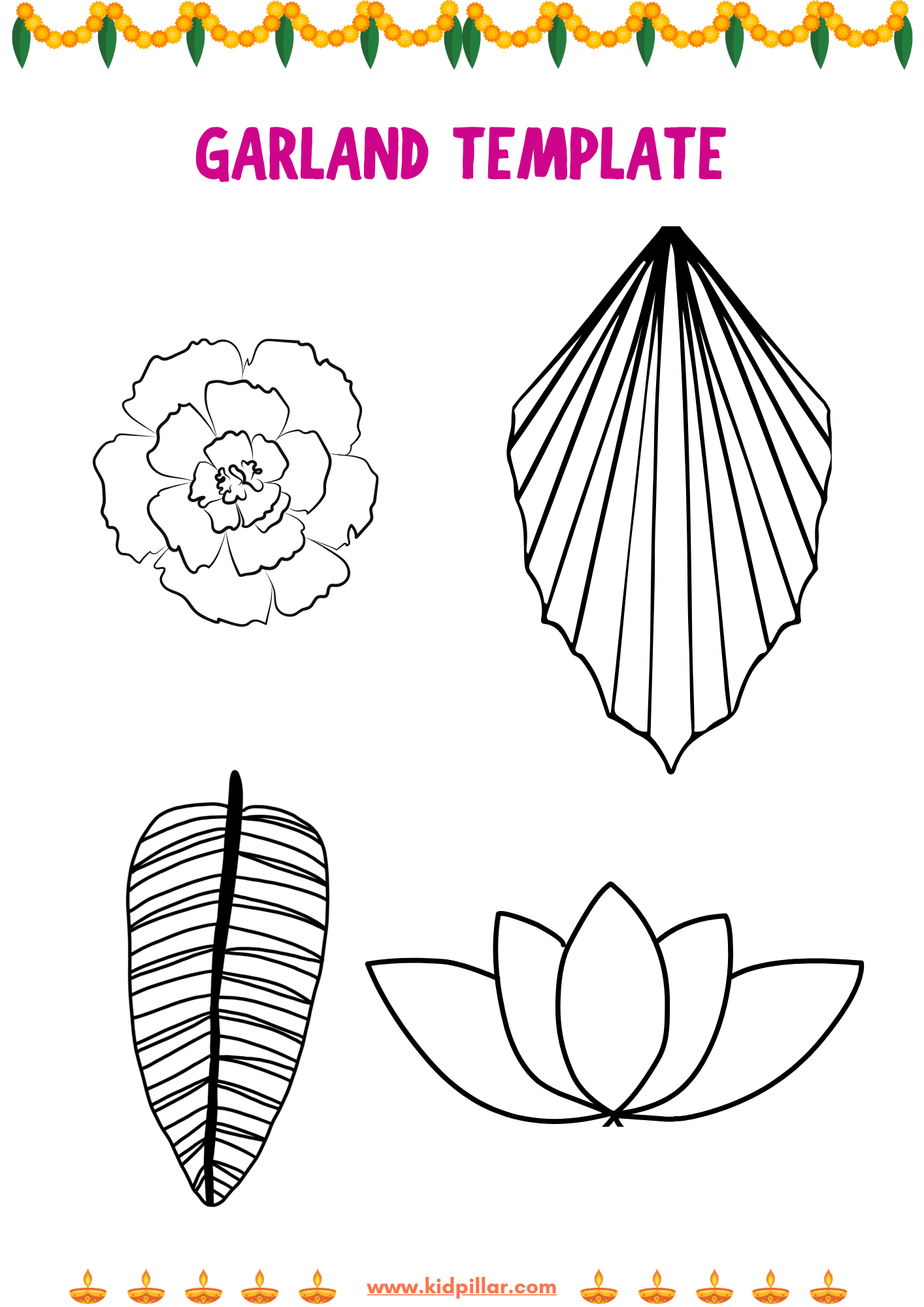 Diwali Flower Garlands Craft Template