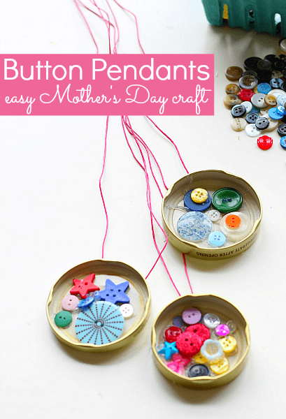 Button pendant Easy Handmade Mother’s Day gift for preschoolers & toddlers