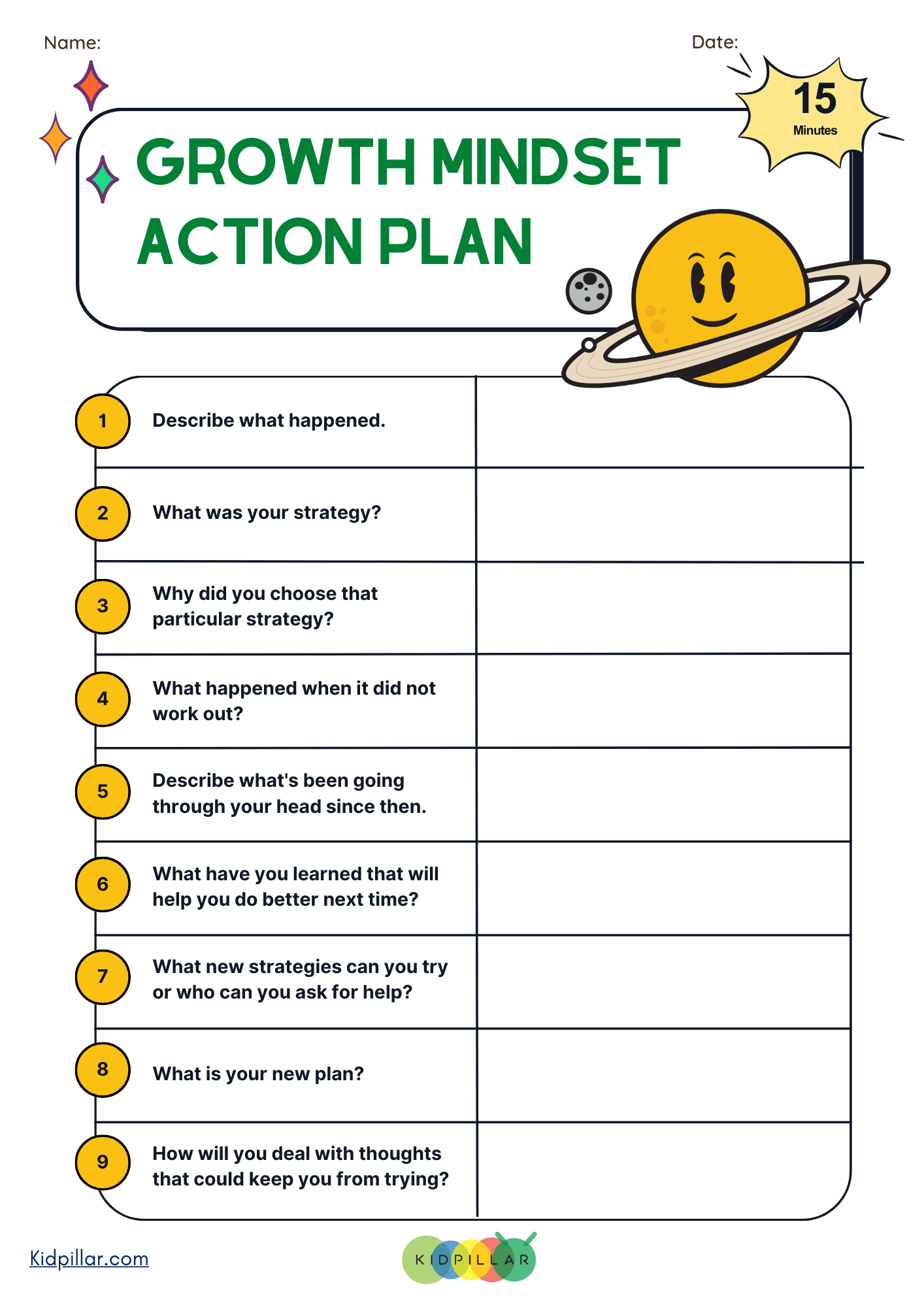 Free Growth Mindset Worksheets