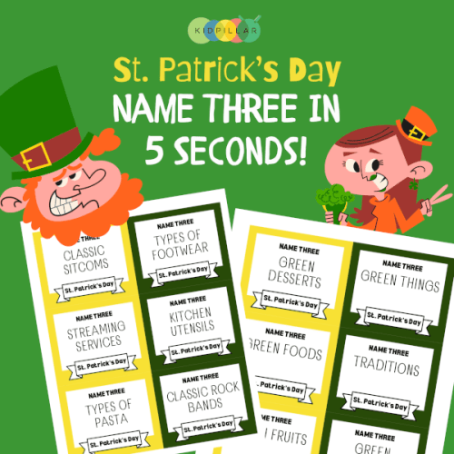 Name Three In 5 Seconds St. Patrick’s Game Printable