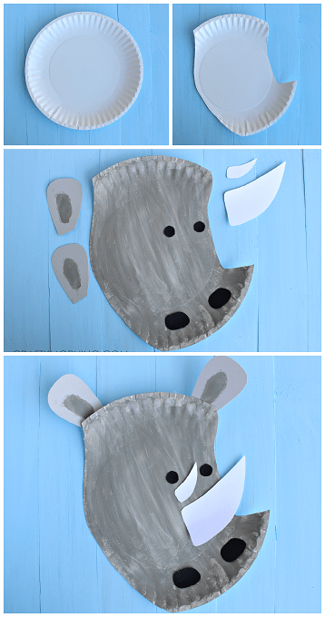 Paper Plate Rhino Craft