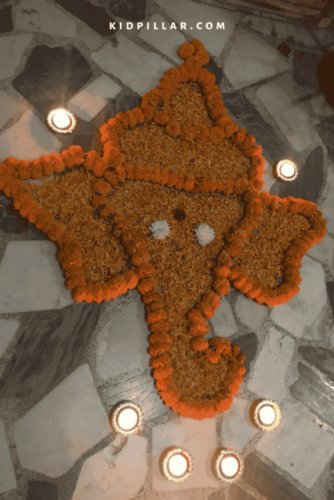 Rangoli Outdoor Diwali Activity for preschoolers