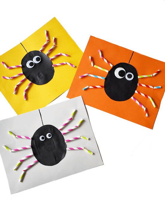 Straw spiders Easy halloween craft