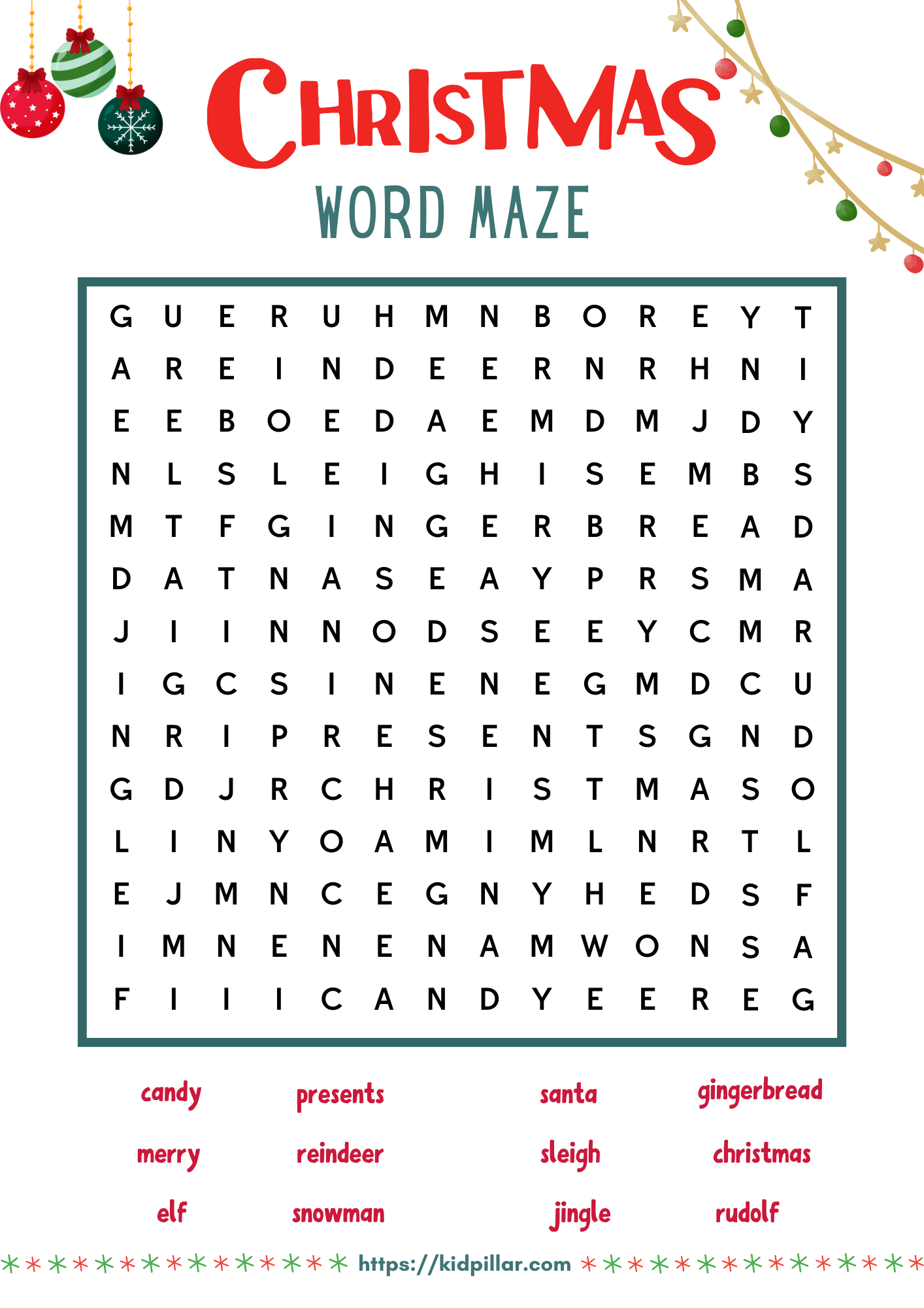 Christmas Word Maze