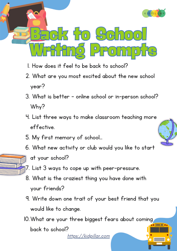 Free Back to School Writing Prompts